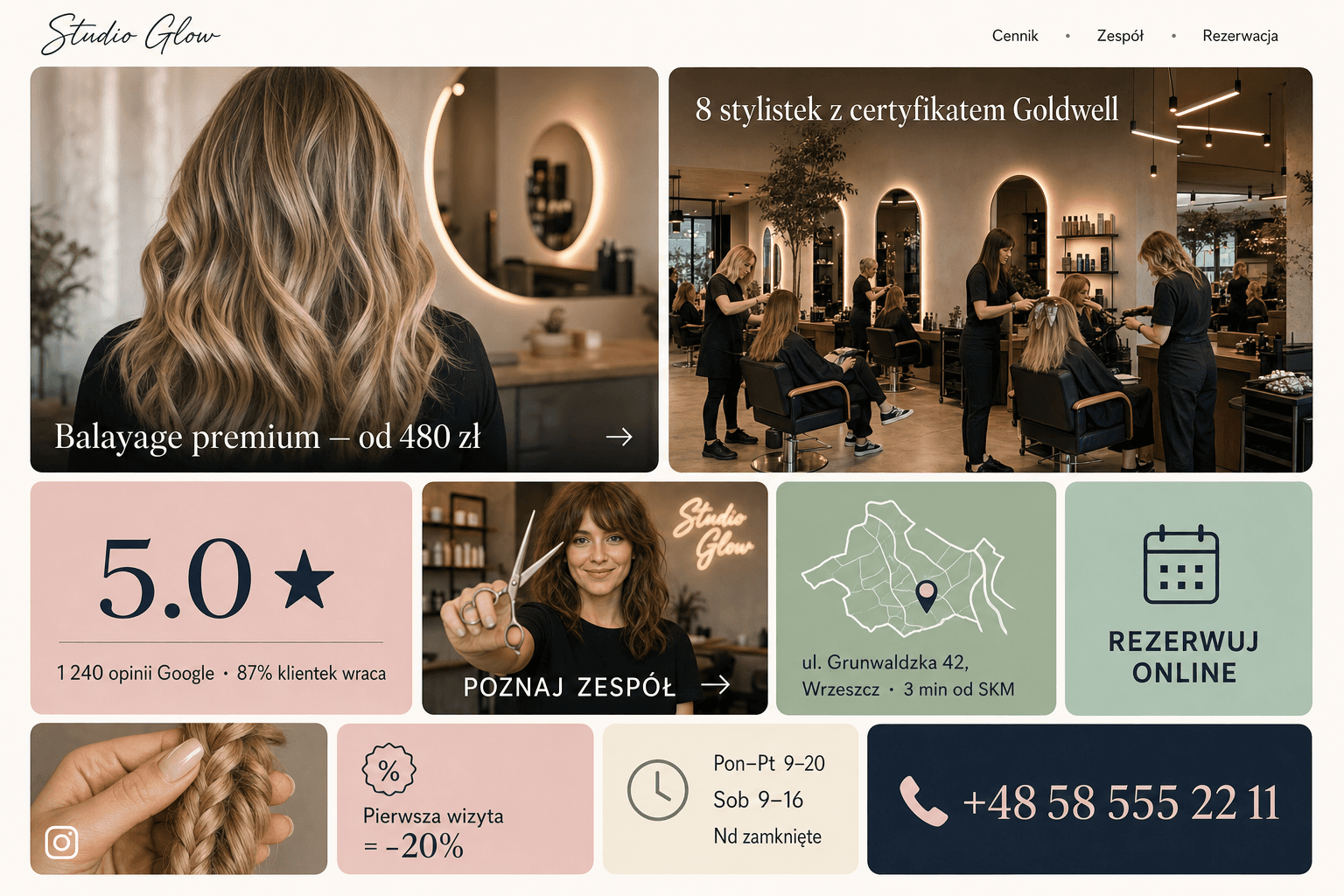 Przykładowy projekt strony — Salon fryzjerski