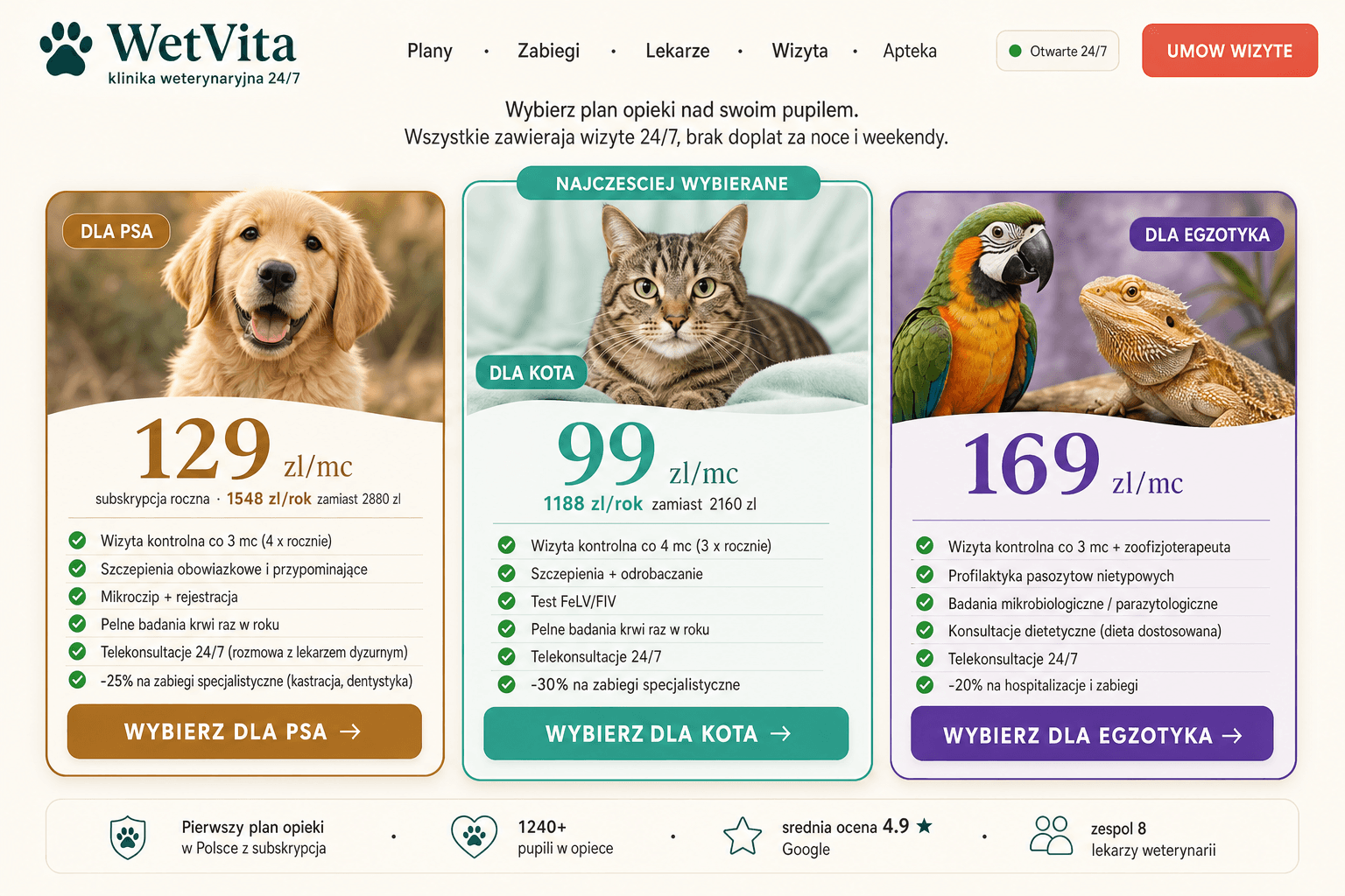 Przykładowy projekt strony — Klinika weterynaryjna