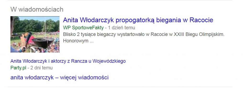 rodzaje wyników wyszukiwania google - wyniki w wiadomościach