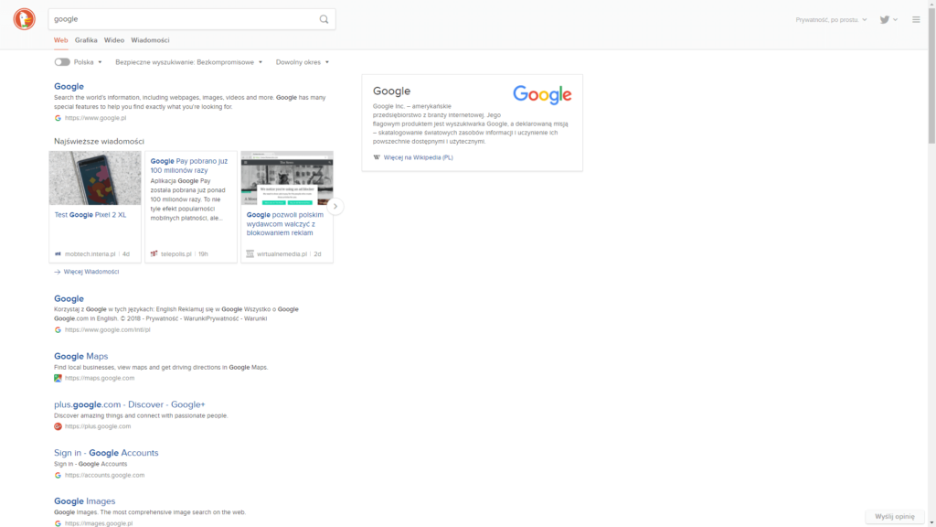 wyszukiwarka DuckDuckGo
