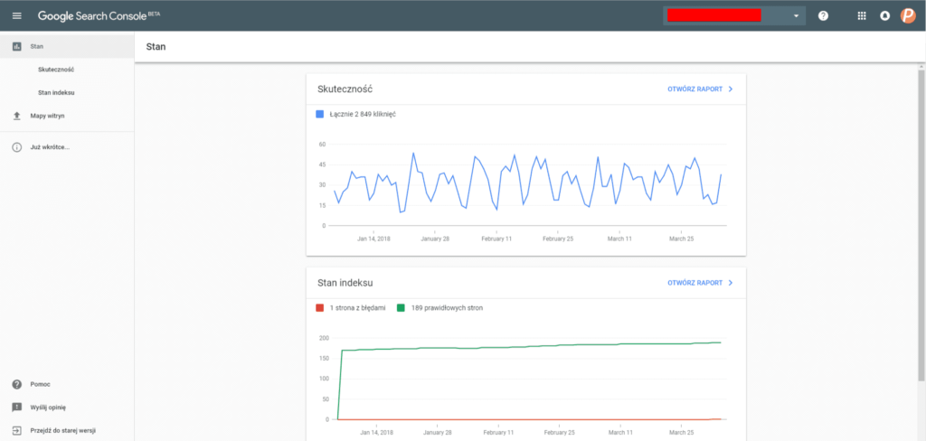 nowy user interface w search console