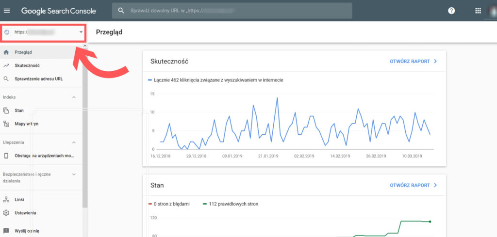 dodawanie domen w google search console