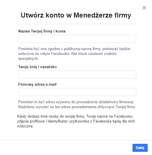 Jak założyć konto? - Facebook Business Manager