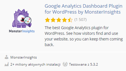 top10 wtyczek do wordpressa pod seo - google analytics dashboard plugin