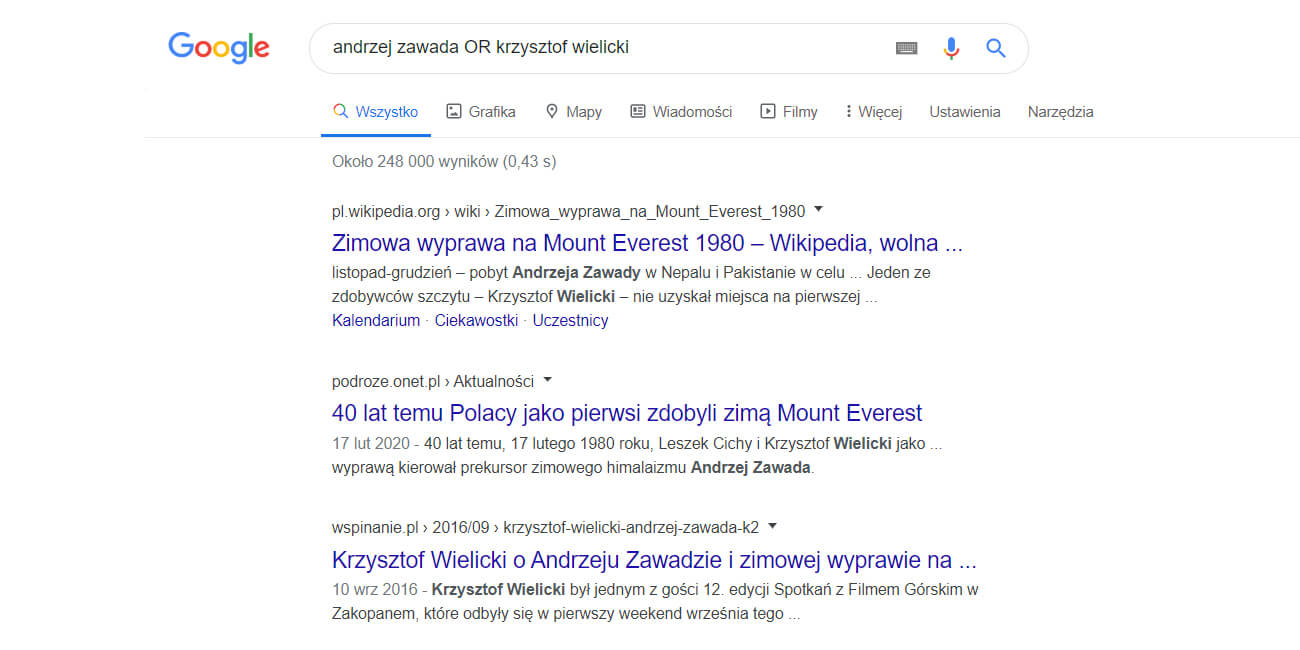 szukanie dwóch fraz w google jednocześnie