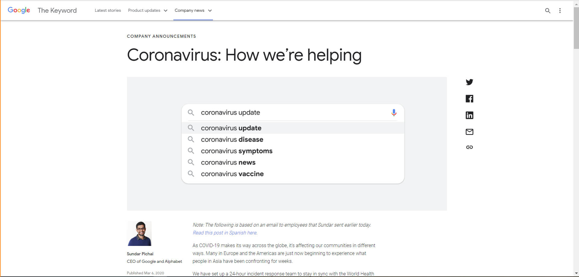 koronawirus informacje w google