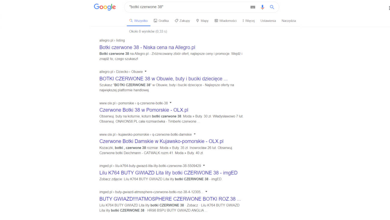 wyszukiwanie precyzyjne w google