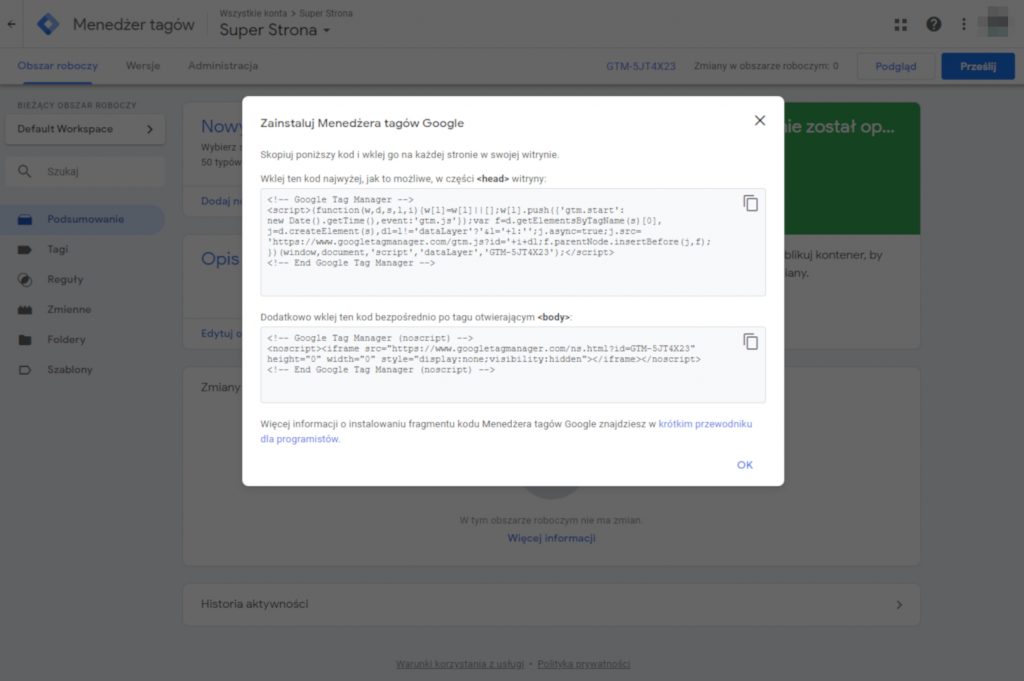 instalacja google tag manager