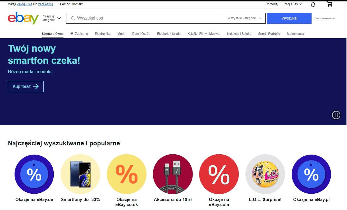 Aktualna wersja strony internetowej eBay