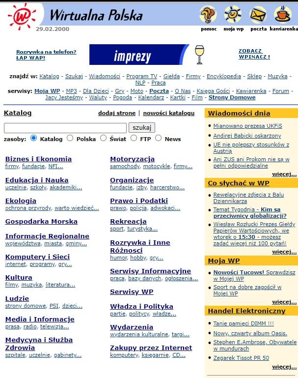 Pierwsza strona internetowa WP